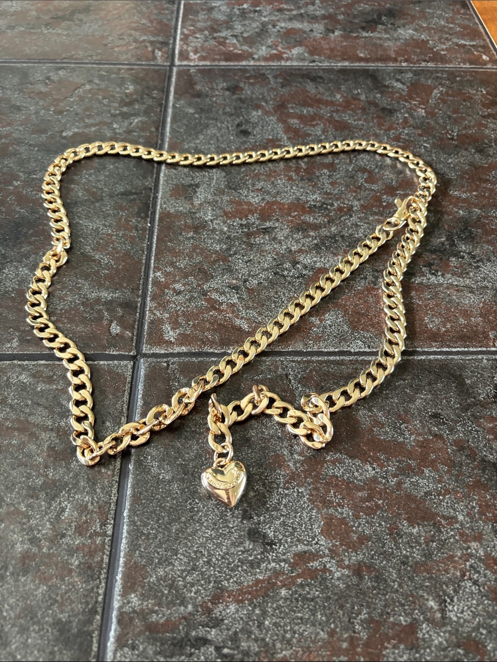 Juicy Couture Gold-Tone Curb Chain Belt with Heart Charm
